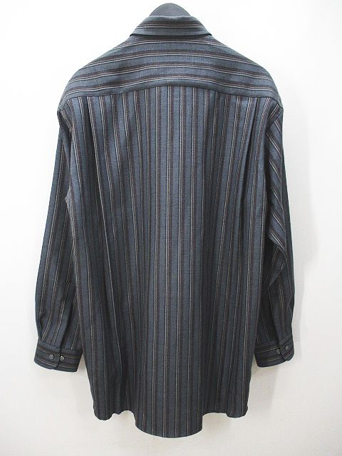 TOROY シャツ トロイ TOROY ストライプ柄 長袖 シャツ L 灰系 グレー ボタン 毛