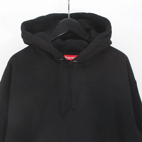 SUPREME プルオーバーパーカー ビッグロゴ 刺繍 氷 アイス 黒 L  