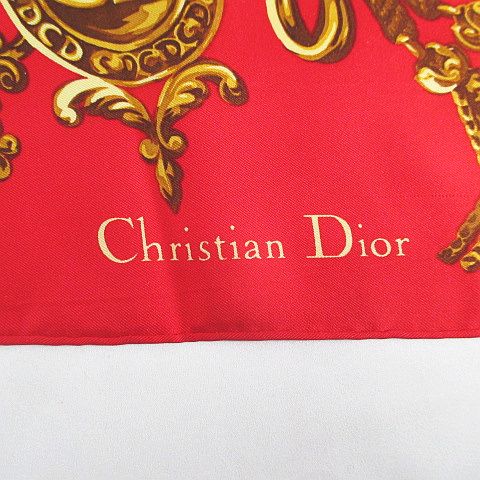 クリスチャンディオール Christian Dior 大判スカーフ 赤系