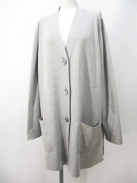 エスカーダ ESCADA 長袖 ニットカーディガン ロング丈 38 灰系 グレー 