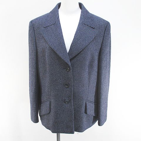 エスカーダ ESCADA ジャケット 絹 シルク混 カシミヤ混 42 紺系 
