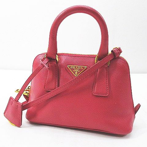 PRADA ピンク レザー ハンドバッグ