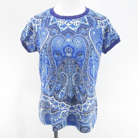 エトロ ETRO ペイズリー柄 半袖 Tシャツ カットソー 44 青系 ブルー 