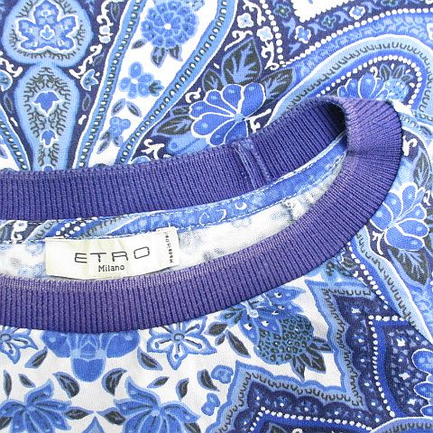 エトロ ETRO ペイズリー柄 半袖 Tシャツ カットソー 44 青系 ブルー 