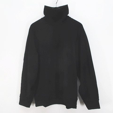 ユニクロ UNIQLO U 長袖 ハイネック トレーナー L 黒系 ブラック 無地