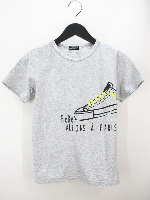 ベベ bebe 半袖 Tシャツ 140 灰系 グレー ミックス プリント キッズ  