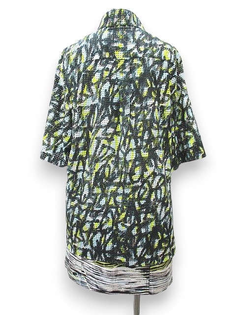 ケンゾー KENZO 五分袖 シャツワンピース ミニ丈 36 緑系 グリーン 総 