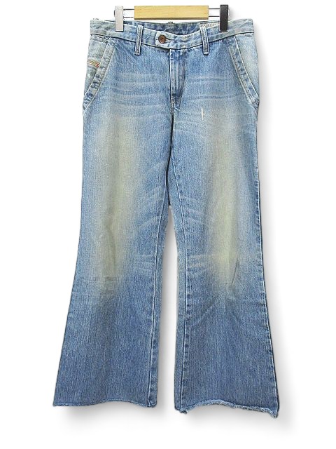 Diesel ダメージ加工 ワイドレッグデニムパンツ