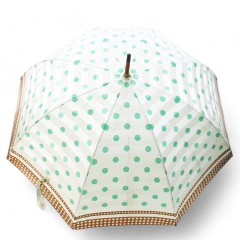 Christian Dior 緑 ドット柄 長傘　旧ロゴ　ロゴ　傘 クリスチャンディオール Christian Dior 長傘 雨傘 グリーン 緑