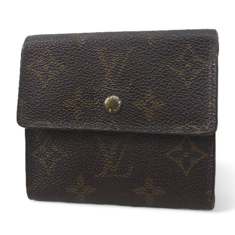 ルイヴィトン 三つ折り財布 ポルトモネビエカルトクレディ モノグラム ブラウン 美品 ルイヴィトン モノグラム ポルト モネビエ カルト クレディ 三