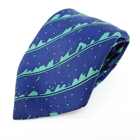 エルメス サーフィン柄 シルク ネクタイ ライムグリーン フランス製