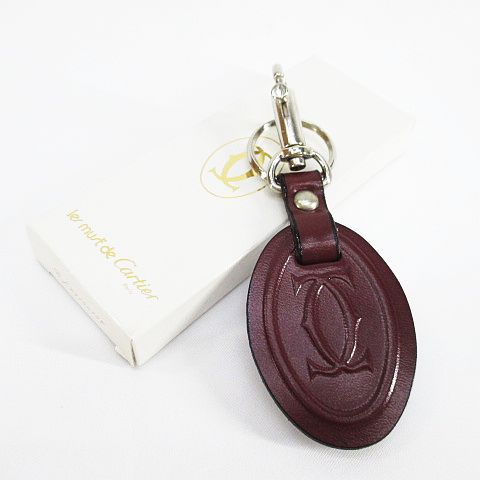 カルティエ Cartier マストライン キーリング キーホルダー ボルドー 