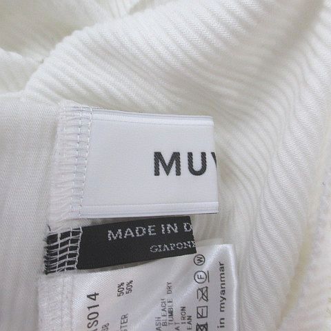 ミュベール muveil 半袖 リブニット 38 白系 ホワイト ロゴ 刺繍