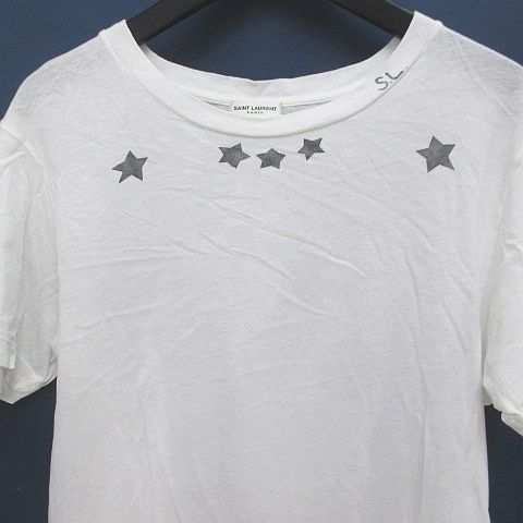 SAINT LAURENT 伊勢丹購入　ホワイト 半袖Tシャツ 星 サンローラン パリ SAINT LAURENT PARIS 半袖 カットソー XS 白系