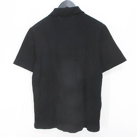 エルメス HERMES 半袖 ポロシャツ M 黒系 ブラック ロゴ 刺繍