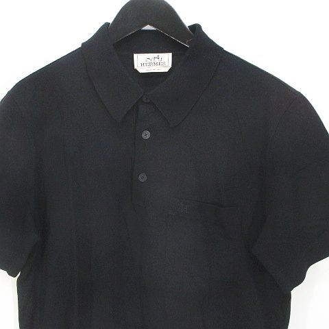 【新品】HERMES エルメス メン ズ 半袖ポロシャツ 黒 ベー ジュMシャツ 新品】HERMES エルメス メン ズ 半袖ポロシャツ 黒 ベー ジュM
