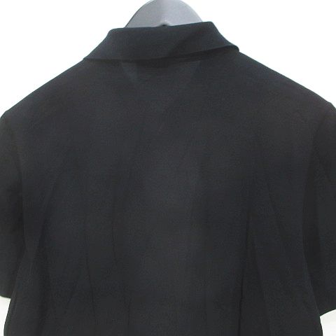 未使用　エルメス　HERMES 半袖ポロワンピース　黒　タグ付き エルメス HERMES 半袖 ポロシャツ M 黒系 ブラック ロゴ 刺繍