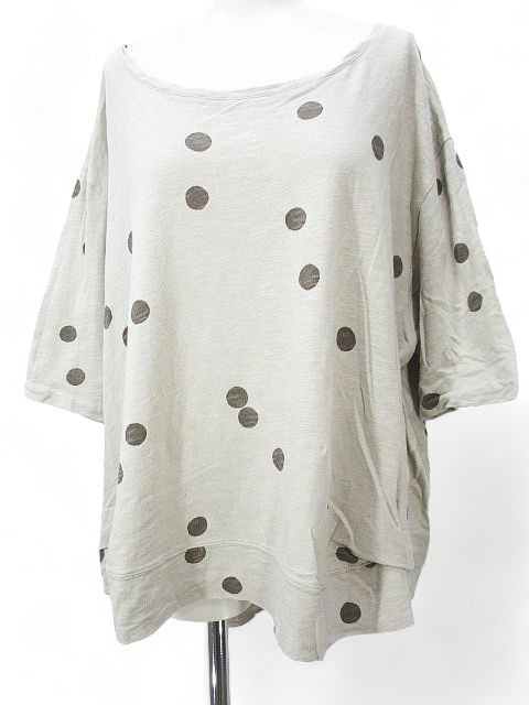 モユル 萌 MOYURU ドット柄 半袖 カットソー 40 灰系 ライトグレー  