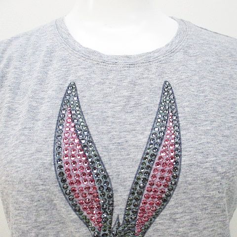 モナリザ MONNALISA バックスバニー 半袖 カットソー Tシャツ L グレー 