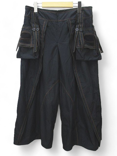 エイココンドウ EIKO KONDO 七分丈 ワイドパンツ F 黒系 ブラック  