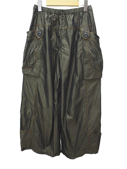 エイココンドウ EIKO KONDO E-clat 七分丈 ワイドパンツ 42 緑系  