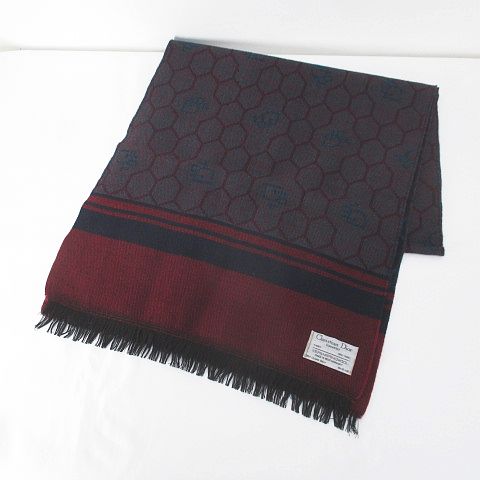 クリスチャンディオール Christian Dior マフラー ストール 灰系  