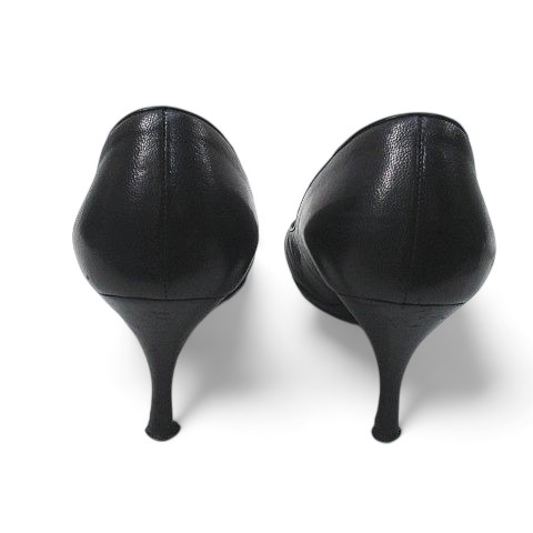 グッチ GUCCI パンプス ポインテッドトゥ 37 ブラック 黒系 レザー