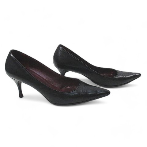 グッチ GUCCI パンプス ポインテッドトゥ 37 ブラック 黒系 レザー