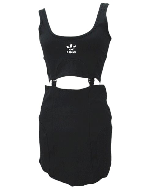 タグ付！adidas originals ワンピース ジャージー コットン Tシャツワンピース♡adidas アディダス 未使用 タグ付き 黒 ブラック