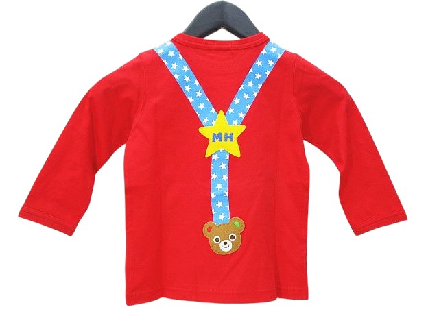 ミキハウス mikihouse 長袖 Tシャツ 90 赤系 レッド スター柄 プリント 
