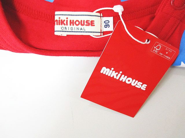 ミキハウス mikihouse 長袖 Tシャツ 90 赤系 レッド スター柄 プリント 