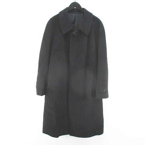 ランバン LANVIN CLASSIQUE ステンカラーコート ロング丈 比翼 48 黒系  