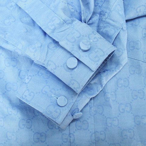 グッチ GUCCI GGスプリーム ボタンダウン シャツ 40 青系 ブルー