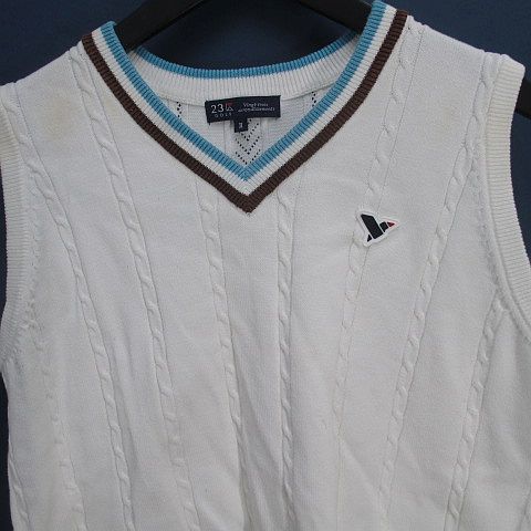 23区 オンワード樫山 GOLF ゴルフウェア ニット ベスト Ⅱ 白系