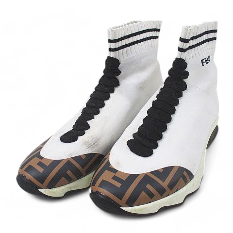 フェンディ FENDI ソックススニーカー ハイカット ロゴ ズッカ柄 37