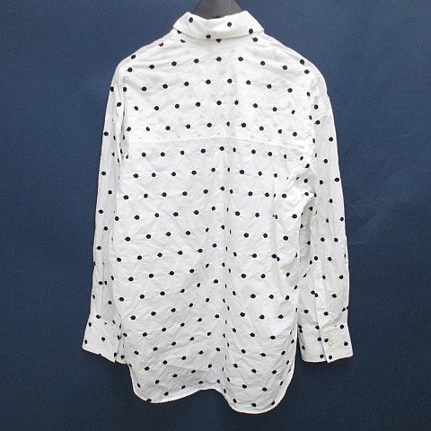セブンテン バイ ミホカワヒト｜ドット刺繍シャツ Mサイズ 白 紺 水玉 綿 セブンテン バイ ミホカワヒト｜ドット刺繍シャツ Mサイズ 白 紺 水玉