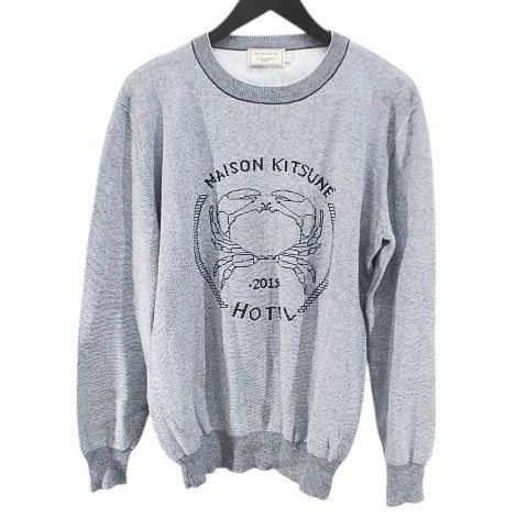 メゾンキツネ MAISON KITSUNE 長袖 ニット セーター S 灰系 グレー 