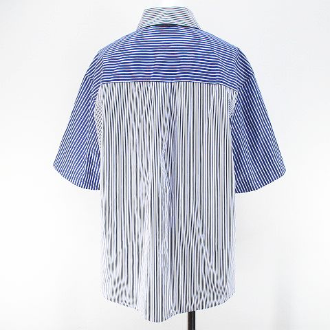 【新品・送料込】 JW.ANDERSON , ストライプポロシャツ, S,紺 JW Anderson(ジェイダブリューアンダーソン)】 パッチワーク