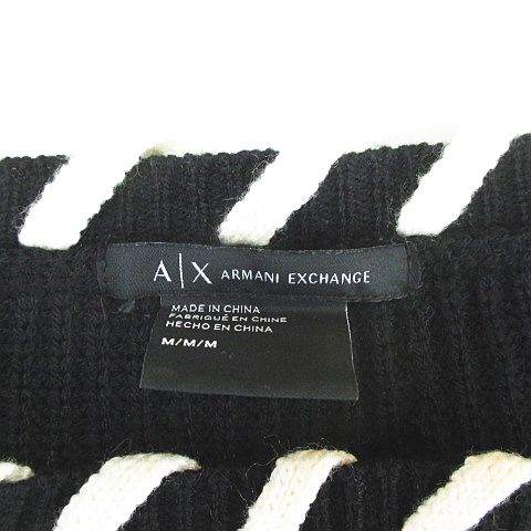 アルマーニエクスチェンジ A/X ARMANI EXCHANGE 長袖 ニット セーター M 黒系 ブラック リボン 金具 レディース アルマーニエクスチェンジ A/X ARMANI EXCHANGE 長袖 ニット