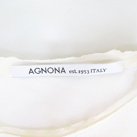 アニオナ AGNONA 五分袖 カットソー 40 アイボリー 切替 バックジップ イタリア製 レディース アニオナ AGNONA 五分袖 カットソー 40 アイボリー 切替 バック