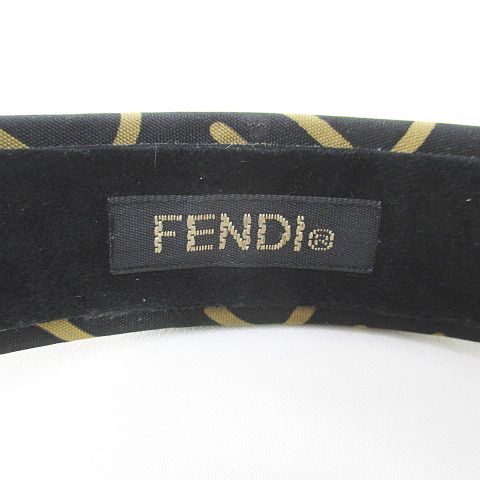 FENDI ブラック カチューシャ カチューシャ レザー ブラック ホワイト ロゴ フェンディ – RECLO