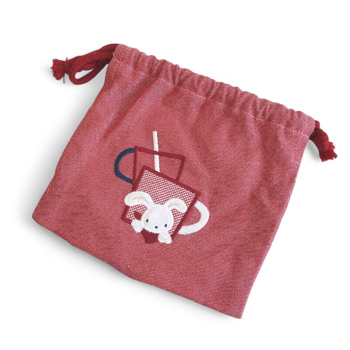 ファミリア Familiar 巾着袋 コップ入れ うさぎ 赤系 キッズ 077