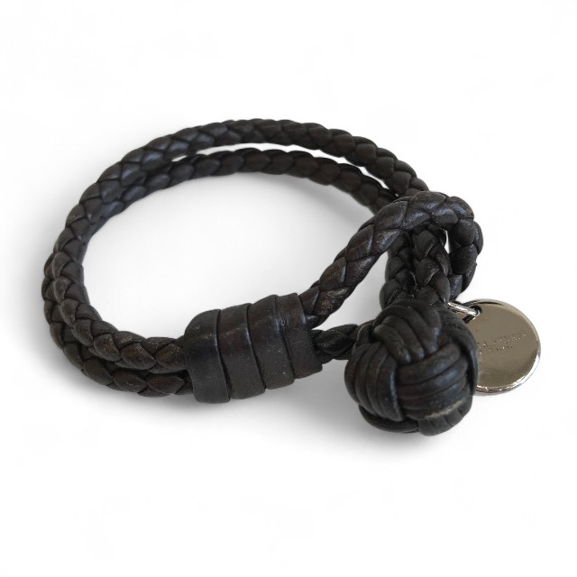 BOTTEGA VENETA ブラックレザーブレスレット 名入れ無料】【スペシャルラッピング付き】ボッテガヴェネタ