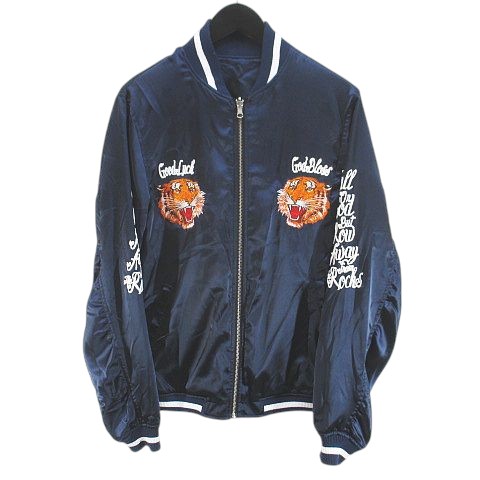 クライミー CRIMIE リバーシブル スカジャン ジャケット トラ柄 M 紺系