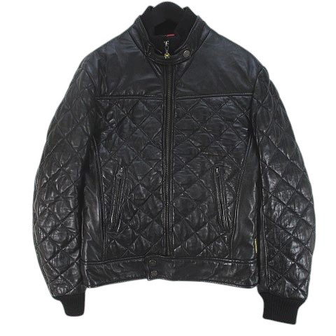 タグ付き♡ アルマーニ ARMANI 羊革 花柄刺繍 中綿 ライダース L 44 タグ付き♡ アルマーニ ARMANI 羊革 花柄刺繍 中綿 ライダース L 44