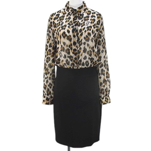 モスキーノ MOSCHINO BOUTIQUE レオパード ヒョウ柄 長袖 シアーシャツ 