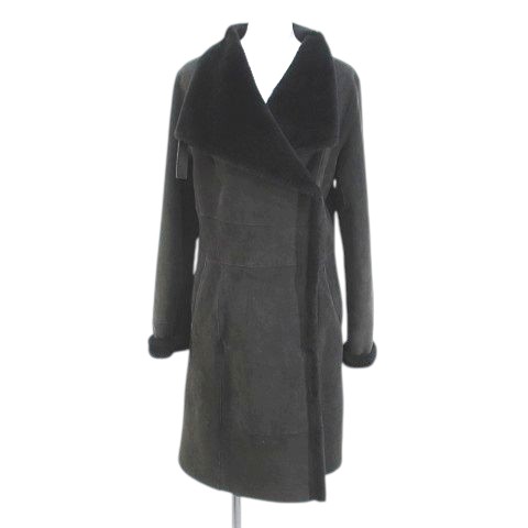 ソニアリキエル SONIA RYKIEL ムートンコート 羊革 ロング丈 40 灰系 