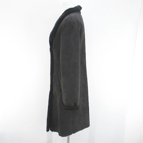 ソニアリキエル SONIA RYKIEL ムートンコート 羊革 ロング丈 40 灰系 
