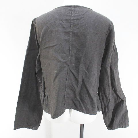 ネストローブ nest Robe ノーカラーシャツ ブラウス 麻 リネン 灰系 