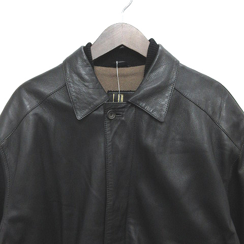 ダンヒル dunhill ジャケット レザージャケット 無地 M 黒 ブラック ※H